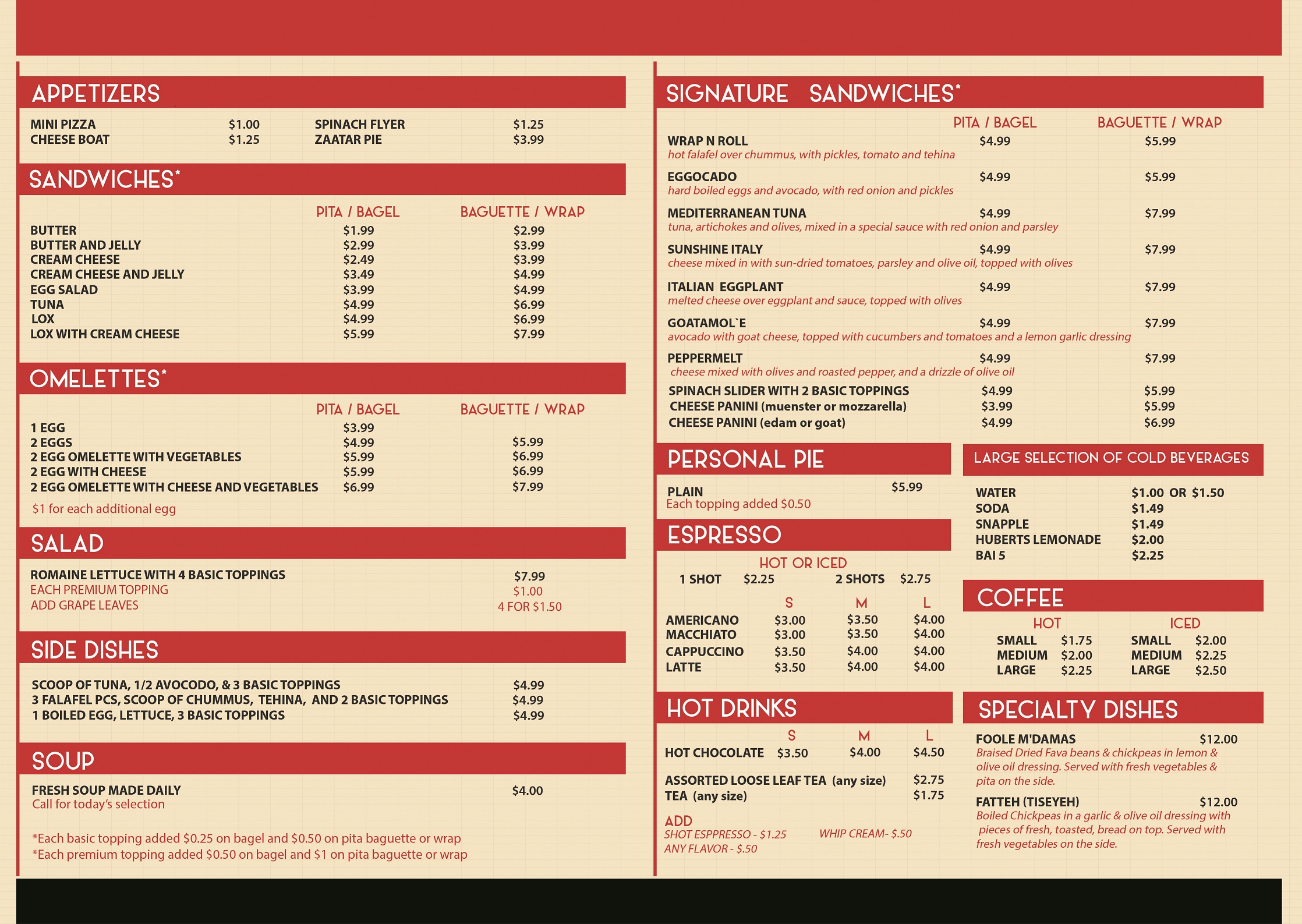 Menu Wrap n' Roll
